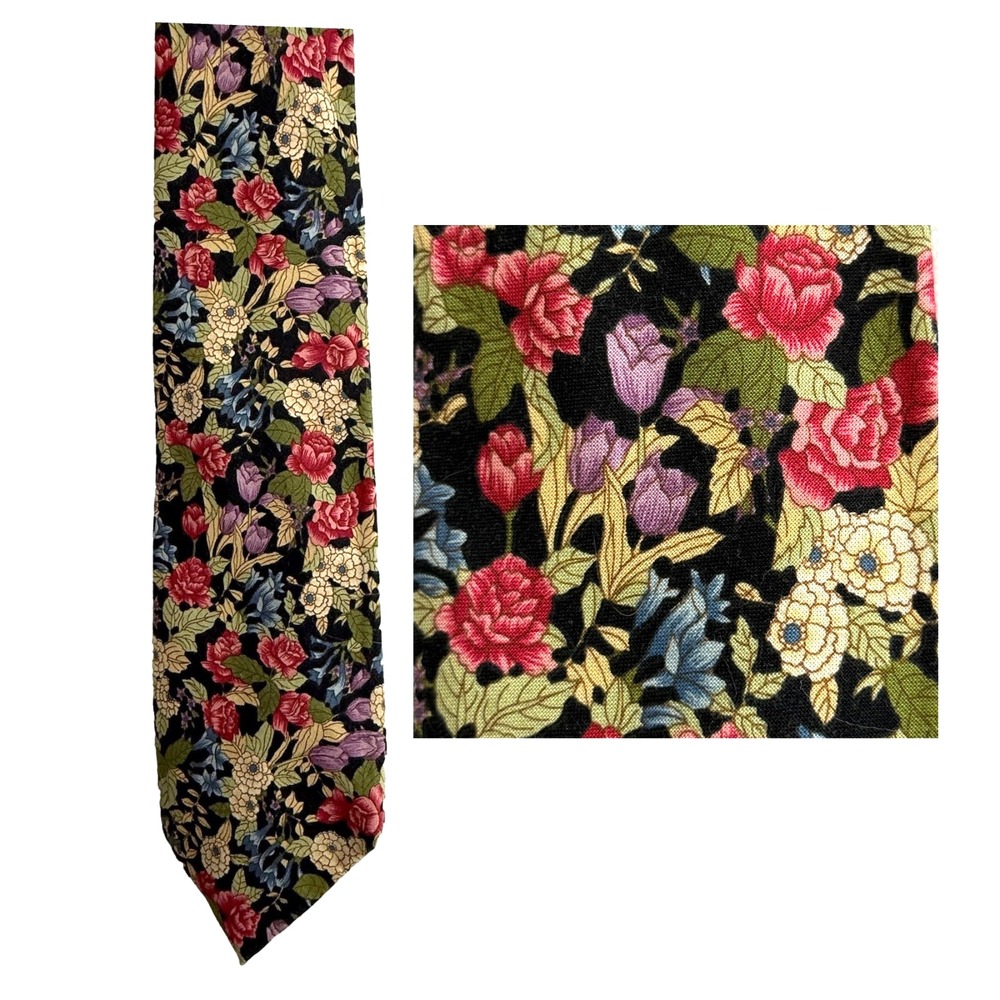 American Eagle Outfitters Mens Necktie 100% Cotton Retro Floral Traditional Work